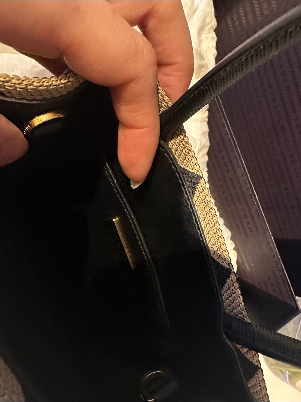 Prada Small Triangle Logo Jacquard Tote Bag- perfect condition - sold out color - Picture 9 of 14